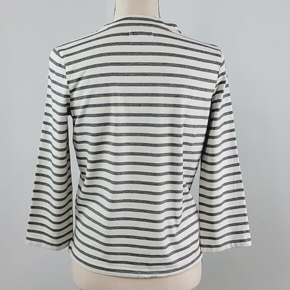 Madewell Keys 3/4 Sleeve Stripe Top in Natural Soft Gray XS - Picture 6 of 14